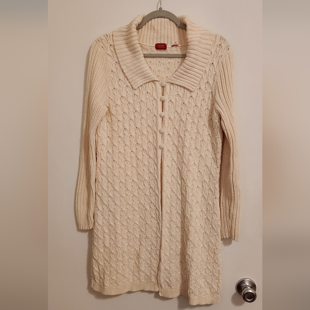 Women's Valerie Stevens Cream Long Sweater Duster